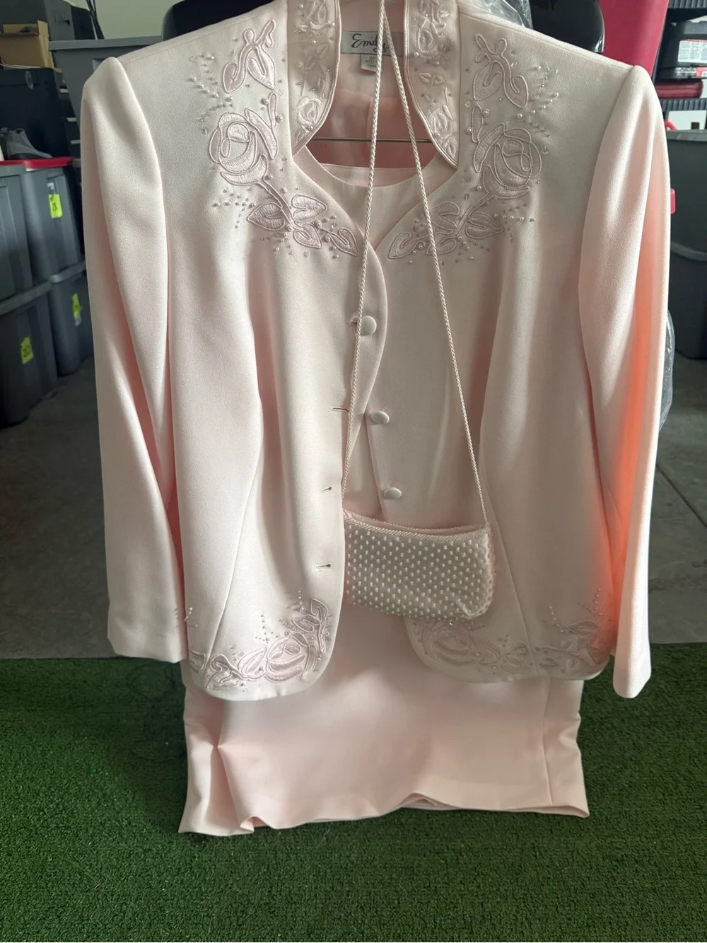 Embellished Light Pink Skirt Set by Emme